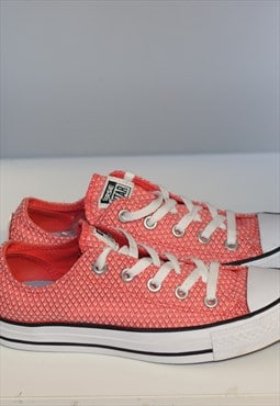 Red & White Print Lace Up Converse Trainers
