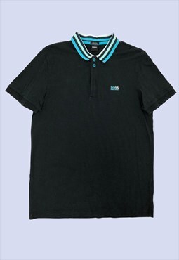Hugo Boss Black Blue Striped Short Sleeved Polo Shirt 