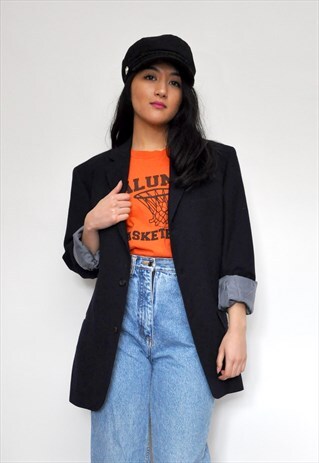 90S NAVY WOOL BOYFRIEND BLAZER