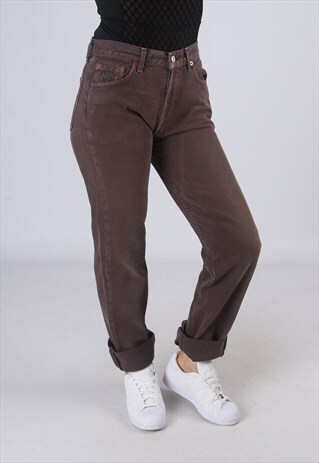 LEVIS 501'S DENIM JEANS BOYFRIEND HIGH WAISTED UK 10 (EA3T)