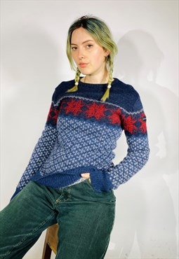 Vintage Size S Wool Chunky Knitted Jumper in Multi