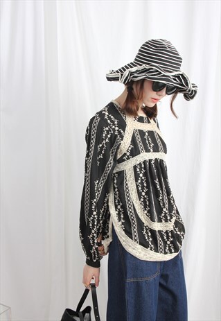 (KOREAN) LACE STRAP TRIM EMBROIDERY TOP