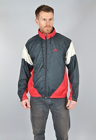 VINTAGE NIKE RED AND BLACK SPORTS ZIP UP JACKET