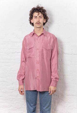 VINTAGE PINK SILK SHIRT