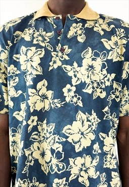 VIntage 90s Conte of Florence floral polo shirt 