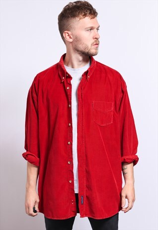 VINTAGE CORDUROY CORD SHIRT RED