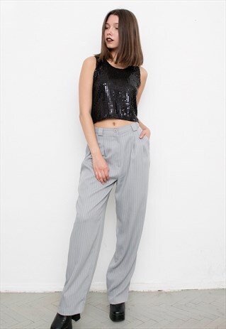 GREY WIDE-LEG PANTS