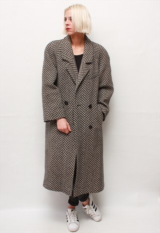 VINTAGE 90' WOOL BEIGE COAT WITH BUTTONS