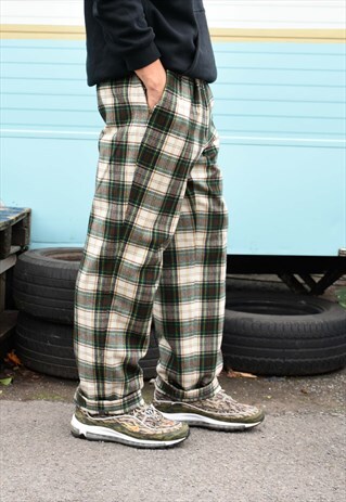 VINTAGE CHECK BAGGY TROUSERS