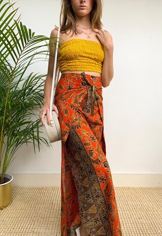 ORIENTAL DETAILED PRINT WRAP AROUND TROUSERS FESTIVAL
