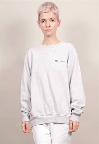 VINTAGE LOGO CHAMPION 90'S GREY MARL SWEATSHIRT