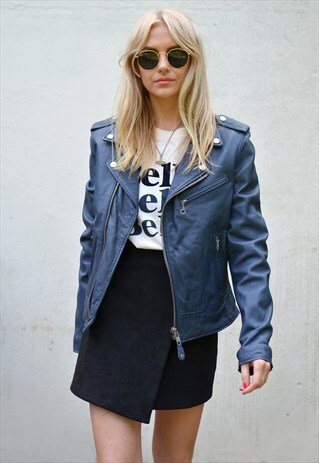 VINTAGE SCHOTT PERFECTO NAVY LEATHER MOTORCYCLE BIKER JACKET
