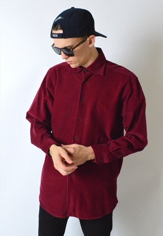 VINTAGE 90S BURGUNDY RED CORDUROY LONG SLEEVE SHIRT