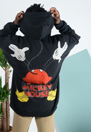 VINTAGE DISNEY HOODIE IN BLACK WITH GRAPHIC PRINT