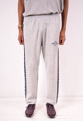 MENS VINTAGE TRACKSUIT TROUSERS MEDIUM GREY 90S