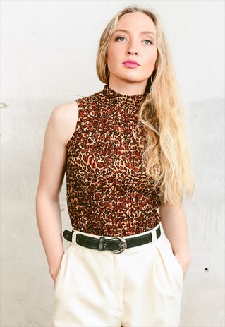 VINTAGE 80S LEOPARD PRINT SLEEVELESS TOP