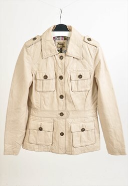 Vintage 00s real leather jacket in beige