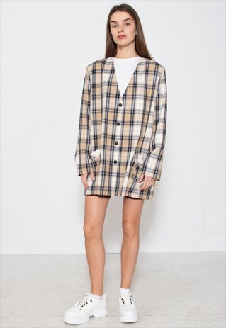VINTAGE BROWN CHECKERED BLAZER JACKET