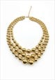 TRIO ROW BEADED NECKLACE IN GOLD