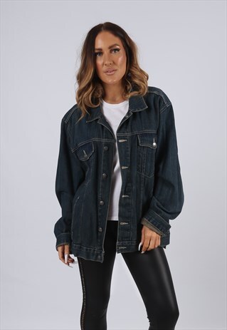 VINTAGE DENIM JACKET OVERSIZED FITTED UK 18 XXL (J3G)