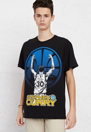 90S VINTAGE BLACK STEPHEN CURRY CREW NECK T-SHIRT