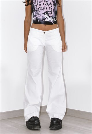 Vintage Wide Leg White Pants