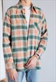 VINTAGE LONG SLEEVE CHECKERED COTTON MEN SHIRT IN MULTI S