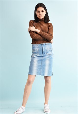 Y2K STONEWASH DENIM TEEN MINI SKIRT