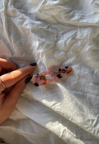 PINK, BLUE AND ORANGE CAMO PRINT HAIRCLIP