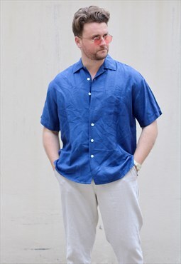 Summa USA 90s Cuban Collar Indigo Blue Shirt