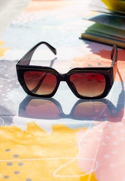 Brown Chunky Angled Square Sunglasses