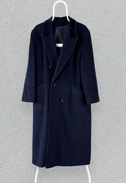 Vintage Richards Navy Blue Pure Wool Overcoat Womens UK 12