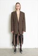 VINTAGE 90S OVERSIZED HUGO BOSS HOUNDSTOOTH BLAZER BROWN