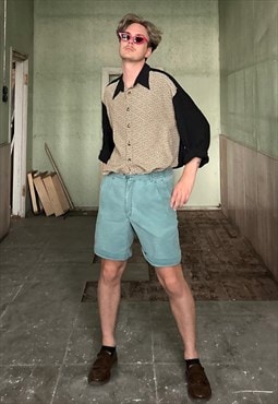 Vintage 90's denim summer capri cool shorts in wash green