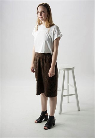 SNAKESKIN PENCIL SKIRT / HIGH WAISTED BROWN SKIRT