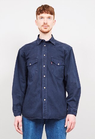 VINTAGE 90'S LEVI'S NAVY HEAVY DENIM SHIRT