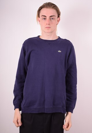 LACOSTE MENS VINTAGE SWERATSHIRT JUMPER MEDIUMF NAVY BLUE 90