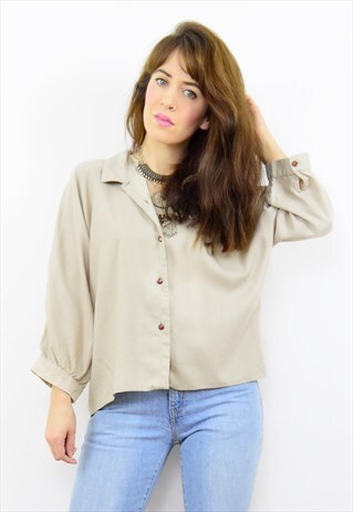VINTAGE 90S PALE BEIGE CROPPED CASUAL SHIRT