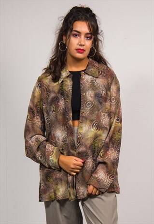 VINTAGE 90'S BATIK PATTERN SHEER SHIRT