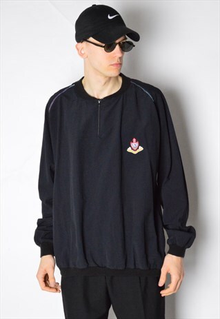 VINTAGE 90S BLACK 1/4 ZIPPER LIGHTWEIGHT SHELL JACKET