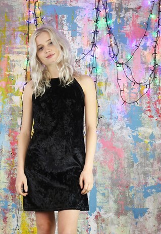 MINI DRESS IN BLACK VELVET
