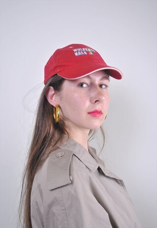 90S RED BASEBALL CAP WITH PARROT EMBROIDERY