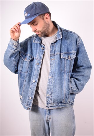MENS VINTAGE DENIM JACKET XL BLUE 90S