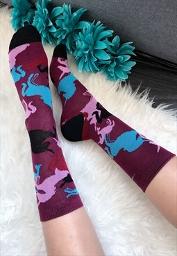 Purple Unicorn Ankle Socks