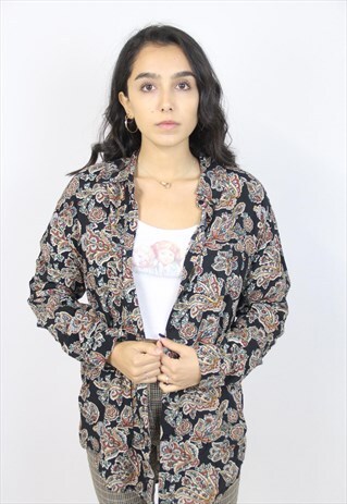 VINTAGE 90'S DETAILED FLORAL PATTERNED SHIRT