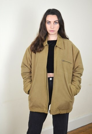 1990S VINTAGE BROWN SOFT FEEL PADDED MINIMAL JACKET