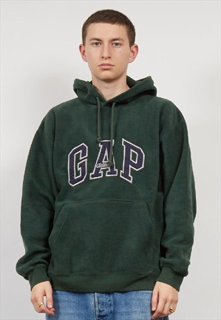 VINTAGE 90'S GAP DARK GREEN FLEECE HOODIE