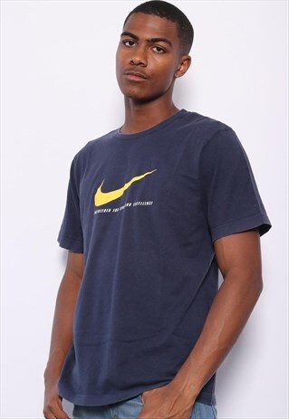 VINTAGE NIKE BIG LOGO T-SHIRT NAVY BLUE