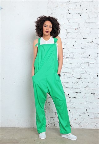 GREEN JUMPSUIT, WOMENS ROMPER, LONG JUMPSUIT,