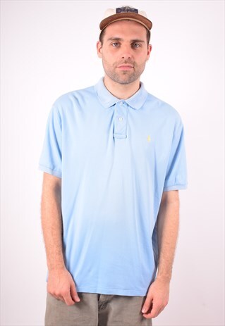 POLO RALPH LAUREN MENS VINTAGE POLO SHIRT LARGE BLUE 90S
